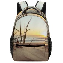 yanfind Children's Backpack Hour Sea Sunset Landscape Beach Seashore  Grass  Sand Ocean Golden Preschool Nursery Travel Bag