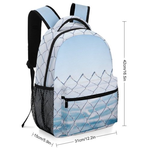 yanfind Children's Backpack Fence Chicago United States Fog Mist Cloud Landscape Snow Chainlink Winter Purple Preschool Nursery Travel Bag
