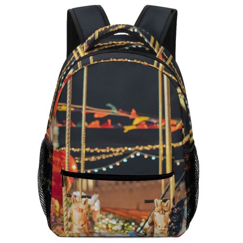 yanfind Children's Backpack Festive Landmark Fair Festival Park Carousel Entertainment Pony City Rotation Street Preschool Nursery Travel Bag