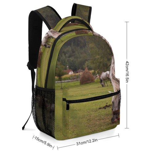 yanfind Children's Backpack Field Outdoors Horse Grassland Countryside Farm Rural Grazing Meadow Pasture Ranch Colt Preschool Nursery Travel Bag