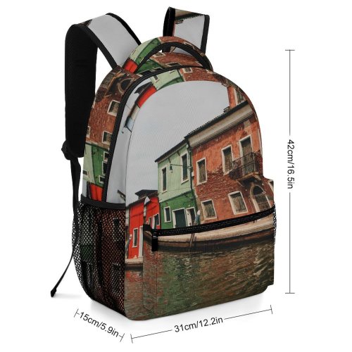 yanfind Children's Backpack Boat Architecture Watercraft Canal Town Preschool Nursery Travel Bag