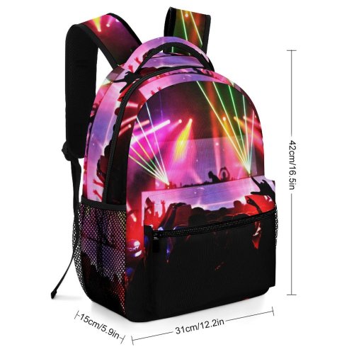yanfind Children's Backpack Dark Time Lights Nightclub Club Hands Laser Audience Edm Musician Party Stage Preschool Nursery Travel Bag