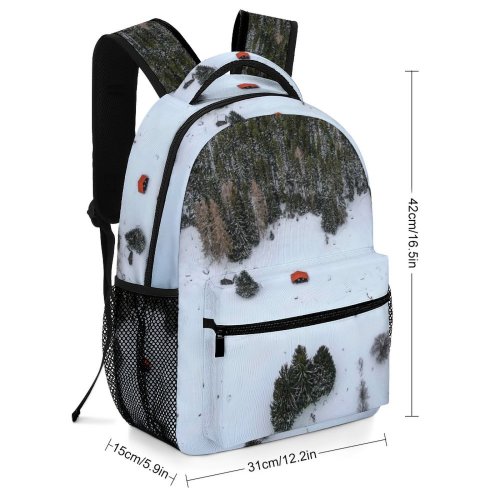 yanfind Children's Backpack Abies Pine Plant Creative Dji Pictures Winter Outdoors Snow Tree Fir Preschool Nursery Travel Bag