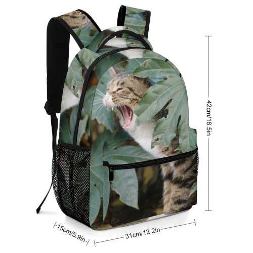 yanfind Children's Backpack Leaves Plant Cute Cat Tabby Kitty Kitten Pet Preschool Nursery Travel Bag