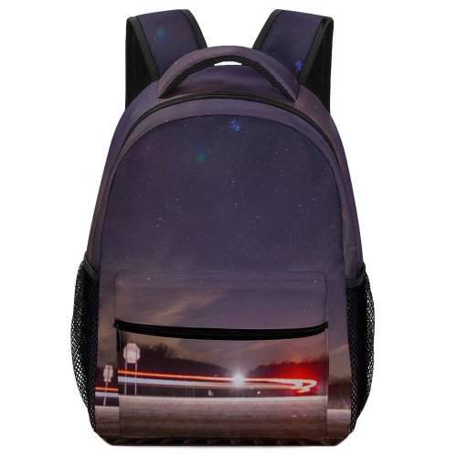 yanfind Children's Backpack Expressway Time Lights Roadway Lapse Evening Asphalt Travel Light Highway Transportation Outdoors Preschool Nursery Travel Bag