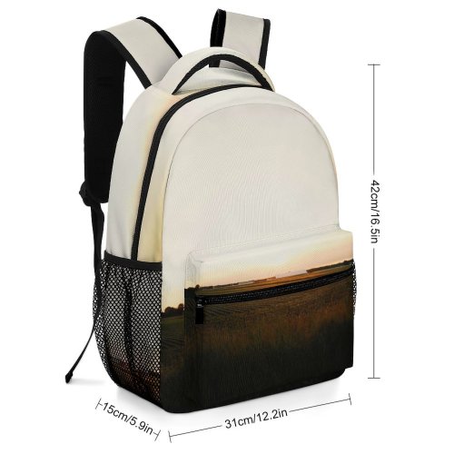 yanfind Children's Backpack Field Grassland Outdoors Countryside Paddy Sunset Land Relaxing Dark Light Highlights Golden Preschool Nursery Travel Bag
