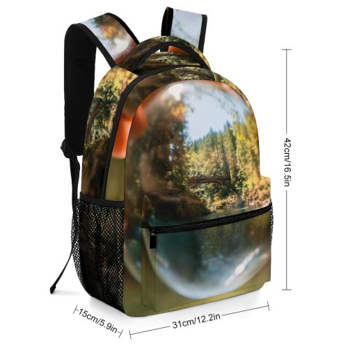 yanfind Children's Backpack  Ball Daylight Glass River Outdoors Reflections Trees Shaped Environmental Rocks Preschool Nursery Travel Bag