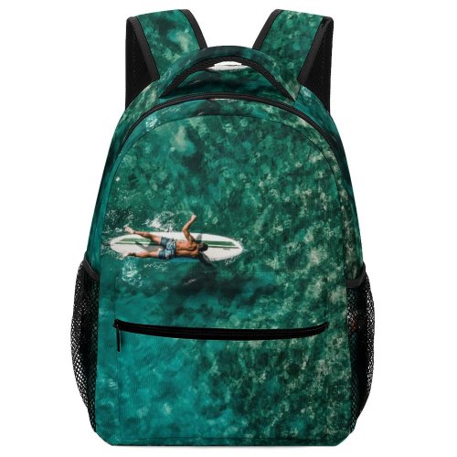 yanfind Children's Backpack Recreation Resort Surf Aerial Trip  Sporty Surfing Emerald Outdoors Top Enjoy Preschool Nursery Travel Bag