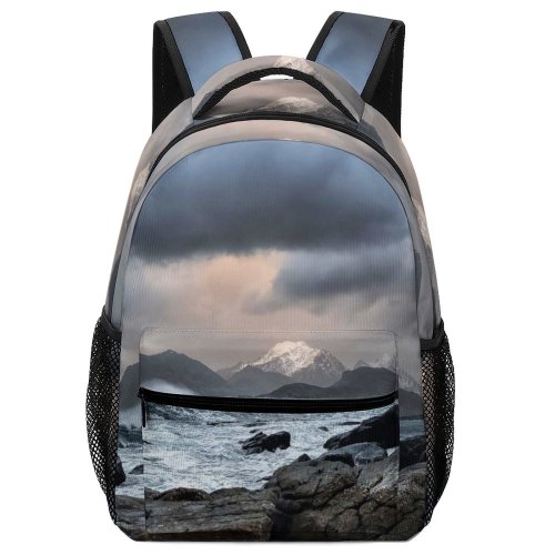 yanfind Children's Backpack Norwegian Pond Beach Hiking Northern  Archipelago Arctic Trail Tranquility Clouds Winter Preschool Nursery Travel Bag