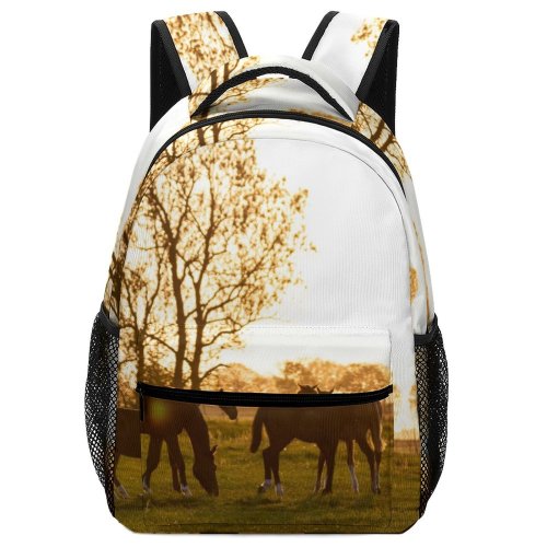 yanfind Children's Backpack Field Outdoors Horse Grassland Countryside Farm Rural Pasture Ranch Meadow Grazing Neugarmssiel Preschool Nursery Travel Bag