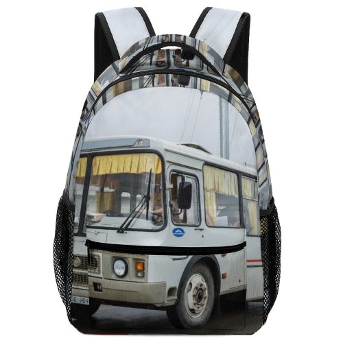 yanfind Children's Backpack Drive Tree Bus Post Journey Industrial City Street Lamp Curtain Roadway Unrecognizable Preschool Nursery Travel Bag