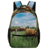 yanfind Children's Backpack Cattle Cow Field Grassland Outdoors Pasture Countryside Farm Rural Meadow Ranch Grazing Preschool Nursery Travel Bag
