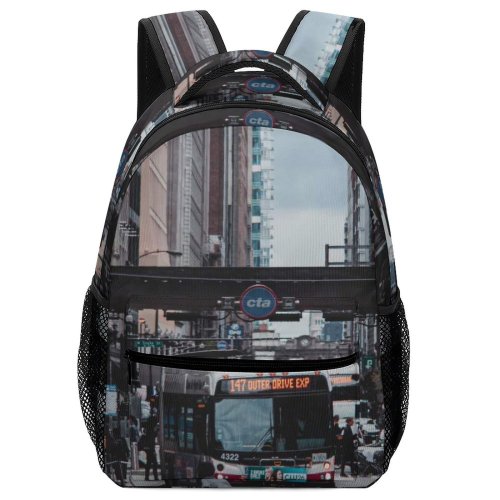 yanfind Children's Backpack Bike Bus Street City Design Pedestrian Lights Downtown Roadway Cityscape Automobiles Intersection Preschool Nursery Travel Bag