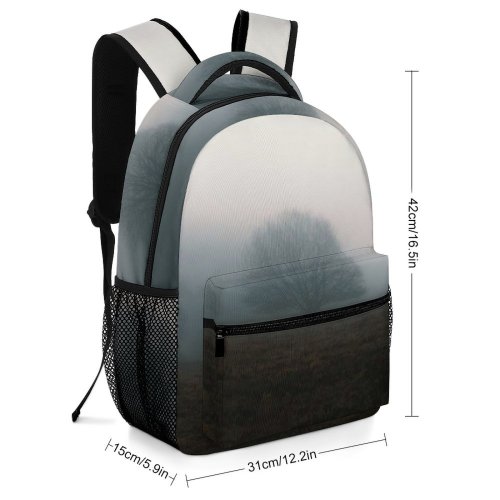 yanfind Children's Backpack Fog Outdoors Mist Grey Atmospheric Grass Winter Tree London Preschool Nursery Travel Bag