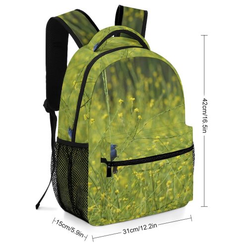yanfind Children's Backpack Birds Field Grassland Outdoors Bluebird Plant Vegetation Countryside Farm Meadow Rural Jay Preschool Nursery Travel Bag