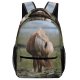 yanfind Children's Backpack  Focus Mane Depth Grass Field Stallion Pasture Outdoors Equine Mare Horse Preschool Nursery Travel Bag