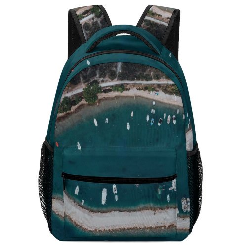 yanfind Children's Backpack Bay Boats Vacation Landscape Daylight Travel Adriatic Turquoise Watercrafts Urban Outdoors Lake Preschool Nursery Travel Bag