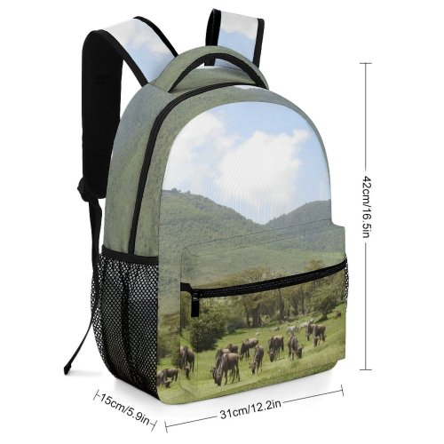 yanfind Children's Backpack Field Cattle Cow Outdoors Grassland Countryside Rural Farm Tanzania Pasture Meadow Ranch Preschool Nursery Travel Bag