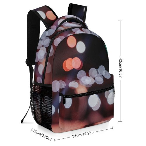 yanfind Children's Backpack  Shining Illuminated Lights Insubstantial Colorful Defocused Luminescence Abstract Round Bokeh Christmas Preschool Nursery Travel Bag