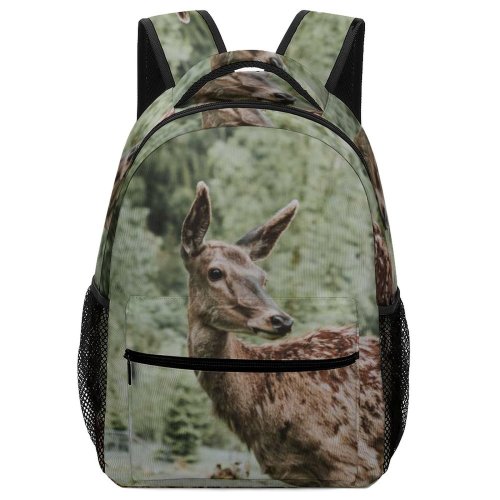 yanfind Children's Backpack  Specie  Deer Terrain Meadow Tree Herbivore Silent Wild Grassy Outdoors Preschool Nursery Travel Bag