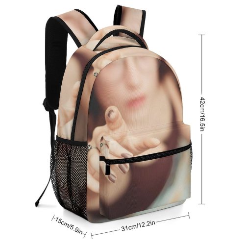 yanfind Children's Backpack  Focus Girl Beautiful Posing Skin Beauty Hands Face Fashionable Photoshoot Hairstyle Preschool Nursery Travel Bag