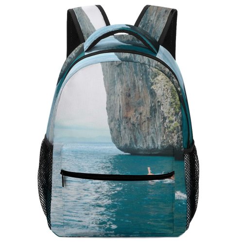 yanfind Children's Backpack Formation Landscape Boat Sea Watercraft Ocean Rock Cliff Preschool Nursery Travel Bag