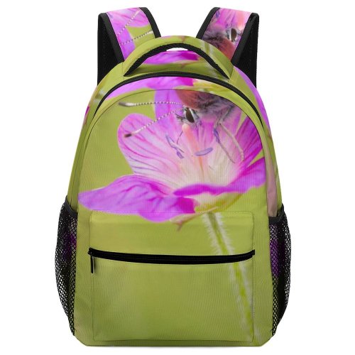 yanfind Children's Backpack  Flower Geranium Plant Bee Honey Insect Invertebrate Estonia Butterfly Pollen Preschool Nursery Travel Bag