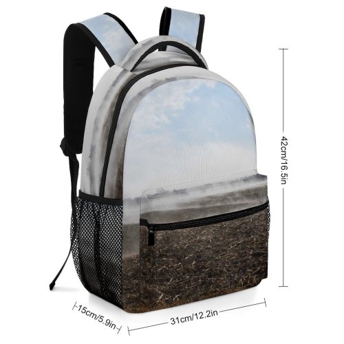 yanfind Children's Backpack Fog Outdoors Mist Grey Ground Foggy Morning Corn Field Farm Misty Plant Preschool Nursery Travel Bag