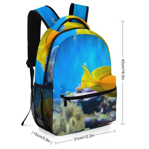 yanfind Children's Backpack Fish Coral Ocean Corals Reef Underwater Marine Biology Pomacentridae Pomacanthidae Organism Preschool Nursery Travel Bag