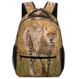 yanfind Children's Backpack Young Species Grass Cheetah Wild  Outdoors Wildlife Grassland Barbaric Endangered Kruger Preschool Nursery Travel Bag