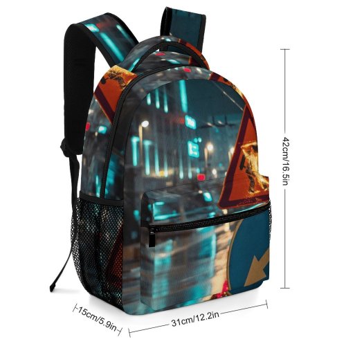 yanfind Children's Backpack  Street City Dark Time Illuminated Lights Lapse Cityscape Traffic Evening Light Preschool Nursery Travel Bag