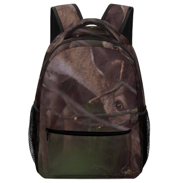yanfind Children's Backpack Fur Tree Grass Wild Outdoors Moose Side Wood Wildlife Stag Buck Antler Preschool Nursery Travel Bag