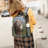 yanfind Children's Backpack  Focus Mane Depth Grass Field Stallion Pasture Outdoors Equine Mare Horse Preschool Nursery Travel Bag