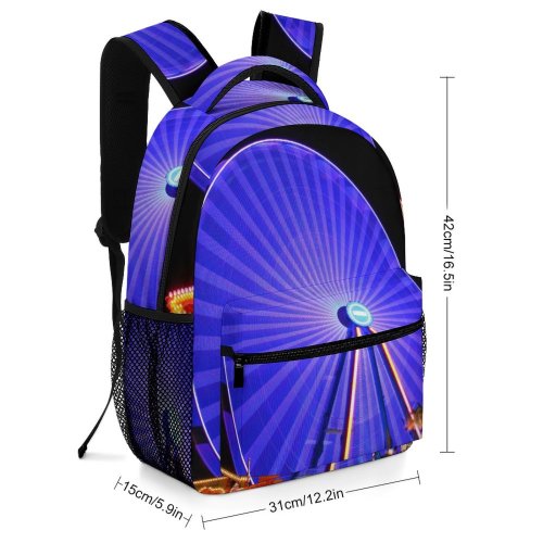 yanfind Children's Backpack Fair Festival Park Carousel Entertainment Dark Design Rides Illuminated Lights Cozy Preschool Nursery Travel Bag