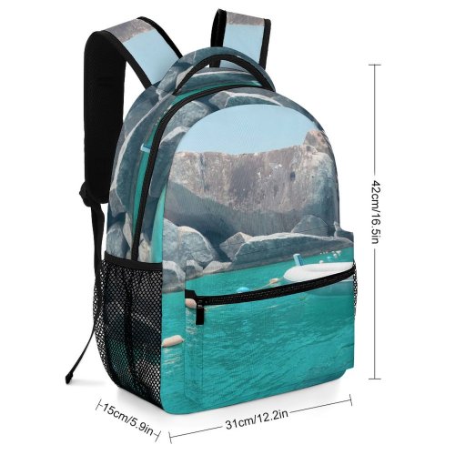 yanfind Children's Backpack Boat Sea Watercraft Vacation Ocean Rocks Preschool Nursery Travel Bag