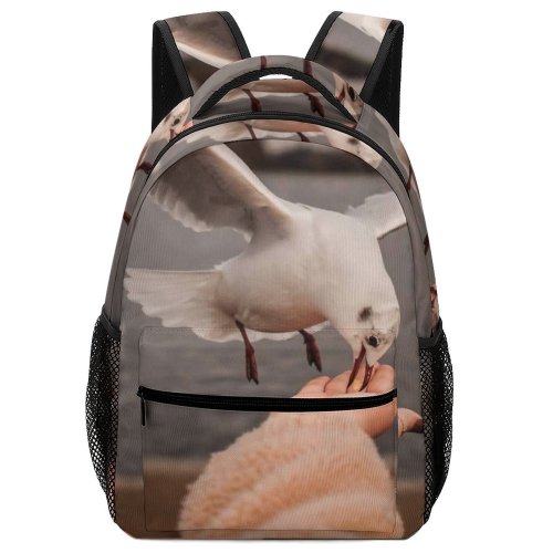 yanfind Children's Backpack Freedom Sand Sunset Seagulls Travel Beach Wildlife Outdoor Outdoors Seashore Feed Preschool Nursery Travel Bag