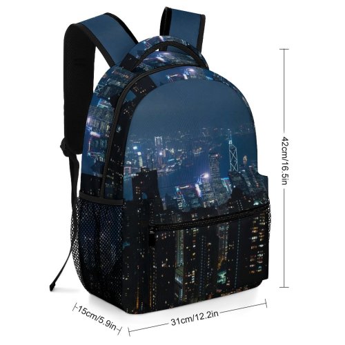 yanfind Children's Backpack Hongkong Sunset Urban Night Skyscrapers Architecture City Contemporary Light Outdoors Scenic Tallest Preschool Nursery Travel Bag