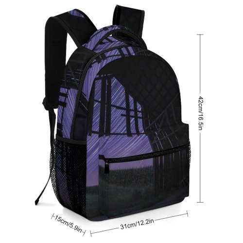 yanfind Children's Backpack Farm Dark Time Lights Lapse Astrophotography Empty Corn Landscape Field Barn Abandoned Preschool Nursery Travel Bag