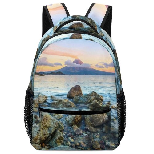 yanfind Children's Backpack  Shore Beach Sunset Horizon  Sunrise Clouds Outdoors Dawn Scenic Rocks Preschool Nursery Travel Bag