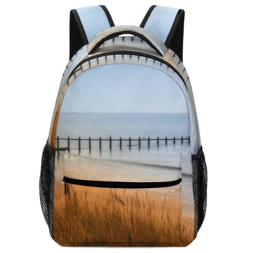 yanfind Children's Backpack Golden Coast Sand Devon Grass Landscape Travel Beach Outdoors Horizon Seashore Coastal Preschool Nursery Travel Bag