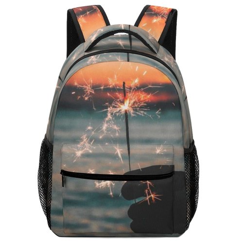 yanfind Children's Backpack Fireworks Sunset Landscape Evening Sparklers Travel Beach Outdoors Lake Dawn Silhouette Sparks Preschool Nursery Travel Bag