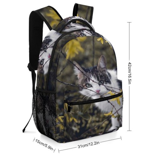 yanfind Children's Backpack Leaves Branches Growth Daylight Outdoors Cat  Flowers Flora Tree Outside Preschool Nursery Travel Bag