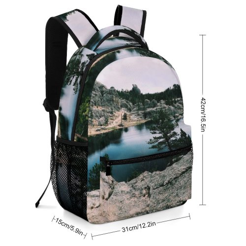 yanfind Children's Backpack Forest Scenery Clouds Landscape Daylight Mountains Conifer Outdoors Scenic Woods Lake Xp Preschool Nursery Travel Bag
