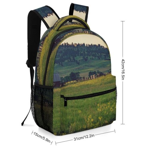 yanfind Children's Backpack Field Grassland Outdoors Countryside Farm Rural Meadow Building Pasture Ranch Housing Grazing Preschool Nursery Travel Bag