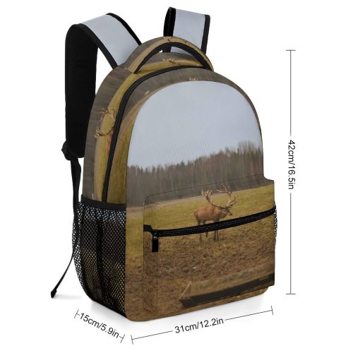 yanfind Children's Backpack Outdoors Landscape Reindeer Deer Deers Antlers Grass Wildlife Preschool Nursery Travel Bag