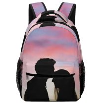 yanfind Children's Backpack Backlit Together Romance Affection Romantic Love Intimacy Sweethearts Togetherness Couple Dawn Silhouette Preschool Nursery Travel Bag