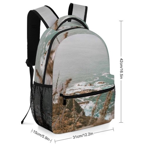 yanfind Children's Backpack Grass Plant Sea Usa Outdoors Landscape Land Promontory Ocean Shoreline Big Sur Preschool Nursery Travel Bag