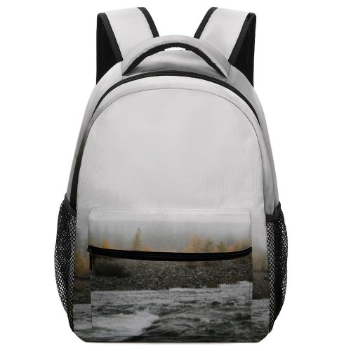 yanfind Children's Backpack Fog Outdoors Mist Sunrise Lake Ocean River Dawn  Tree Pnw Grey Preschool Nursery Travel Bag