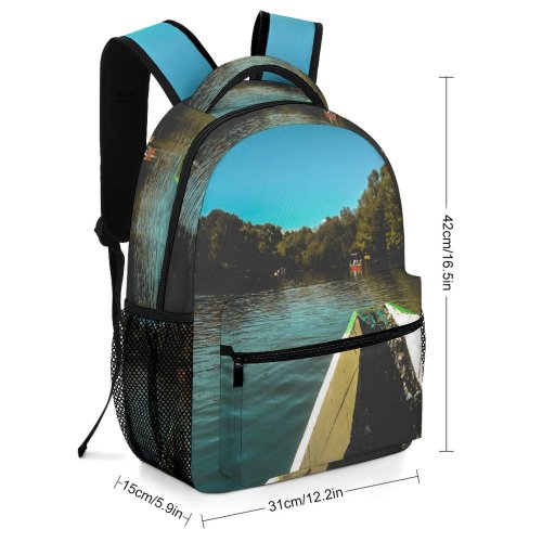 yanfind Children's Backpack Adventure Boats River Outdoors Forest Woods Trees Watercrafts Preschool Nursery Travel Bag