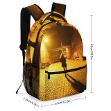 yanfind Children's Backpack Girl Street Dark Lights Brickwalls Blond Buildings Wear Outdoors Alone Lonely Architecture Preschool Nursery Travel Bag